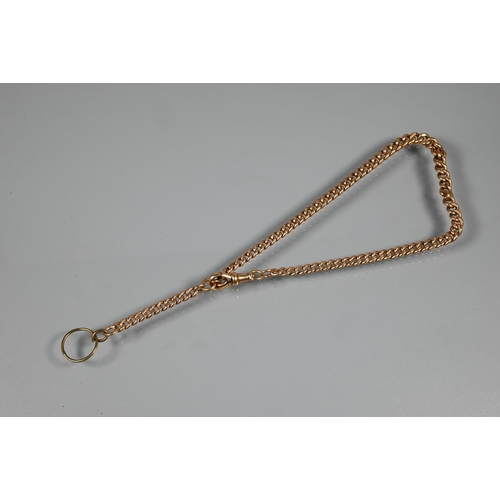 360 - A 9ct rose gold graduated Albert with flat curb links, swivel attached, 33cm long (overall), 22.9g a... 