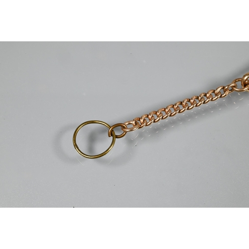 360 - A 9ct rose gold graduated Albert with flat curb links, swivel attached, 33cm long (overall), 22.9g a... 