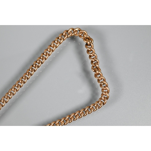 360 - A 9ct rose gold graduated Albert with flat curb links, swivel attached, 33cm long (overall), 22.9g a... 