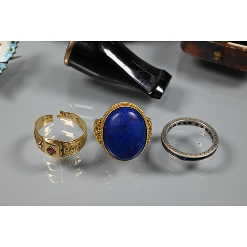 369 - A collection of antique jewellery including Victorian gold brooch with locket back, heart shaped pen... 