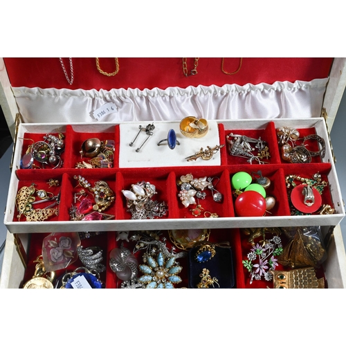 370 - Jewel box containing large collection of vintage costume jewellery mainly comprising earrings and br... 