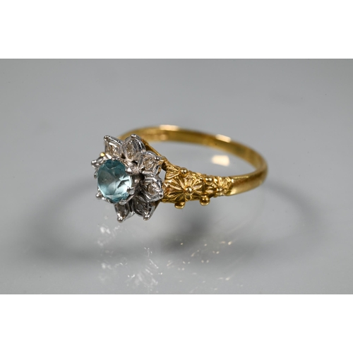 375 - An 18ct yellow gold wedding band with faceted decoration, size O; an 18ct yellow gold cluster ring s... 