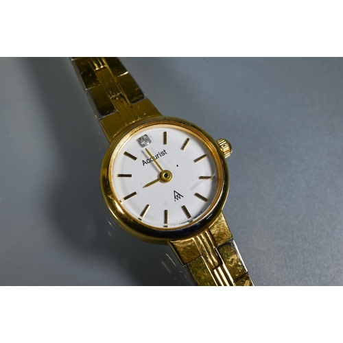 416 - A Tissot ladies 18K wristwatch on flexi-band strap to/with an Accurist and a Primus ladies wristwatc... 