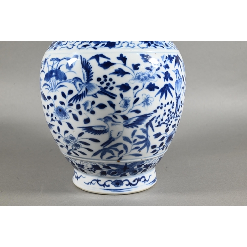 435 - A 19th century Chinese blue and white tulip vase (tulipiere) with seven spouts, painted in tones of ... 