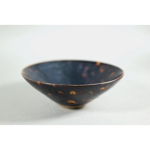 438 - A Chinese Southern Song style Jizhou stoneware conical bowl, covered overall in a 'tortoiseshell' mo... 