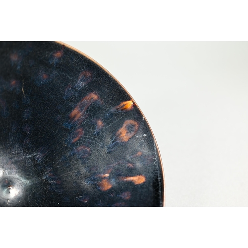 438 - A Chinese Southern Song style Jizhou stoneware conical bowl, covered overall in a 'tortoiseshell' mo... 