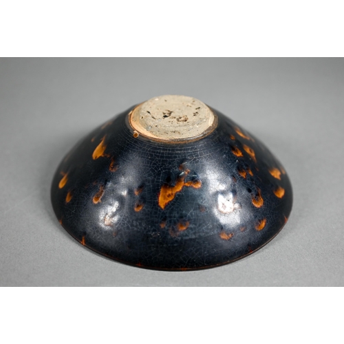 438 - A Chinese Southern Song style Jizhou stoneware conical bowl, covered overall in a 'tortoiseshell' mo... 