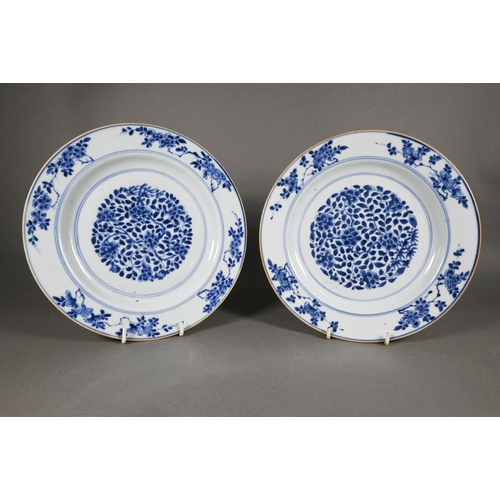 478 - A pair of 18th century Chinese blue and white plates, Qianlong period (1736-95) Qing dynasty, painte... 