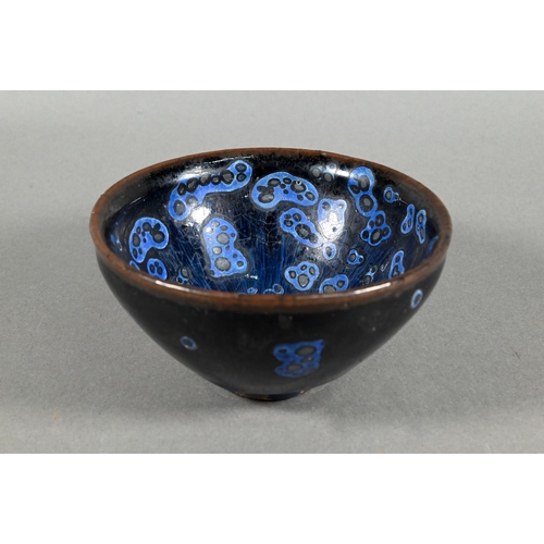 480 - A Chinese Song style jianyao bowl with thick unctuous black and blue streaked opaque glaze stopping ... 