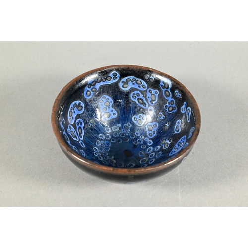 480 - A Chinese Song style jianyao bowl with thick unctuous black and blue streaked opaque glaze stopping ... 