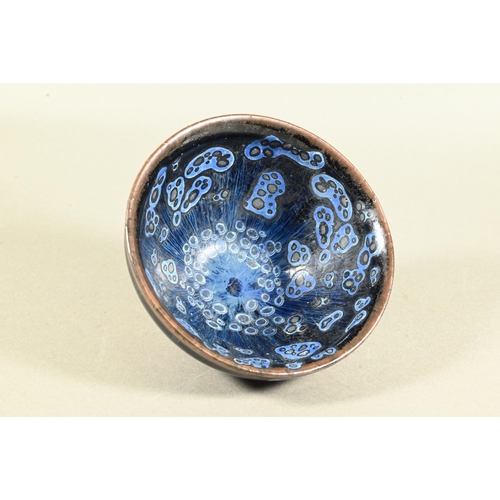 480 - A Chinese Song style jianyao bowl with thick unctuous black and blue streaked opaque glaze stopping ... 