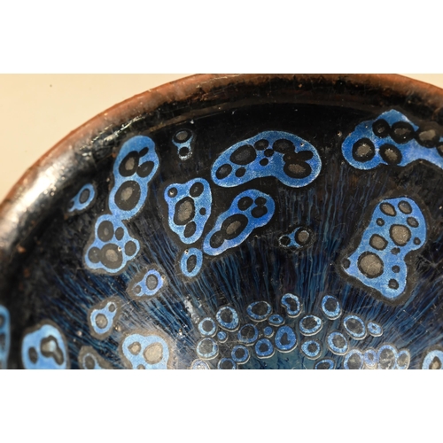 480 - A Chinese Song style jianyao bowl with thick unctuous black and blue streaked opaque glaze stopping ... 