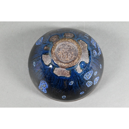 480 - A Chinese Song style jianyao bowl with thick unctuous black and blue streaked opaque glaze stopping ... 