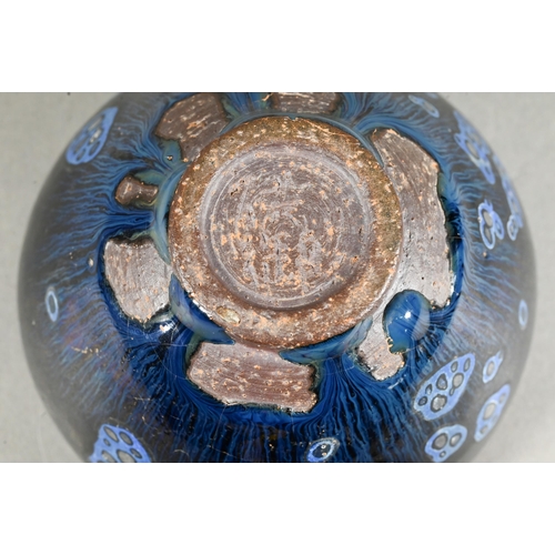 480 - A Chinese Song style jianyao bowl with thick unctuous black and blue streaked opaque glaze stopping ... 