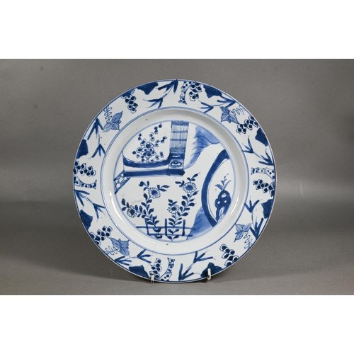 483 - Two 18th century Chinese octagonal tureen stands painted in underglaze blue with pine tree and willo... 