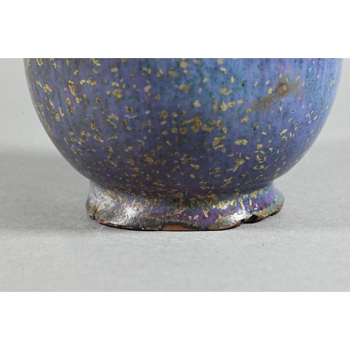 487 - A Chinese Jun style yao bian (transmutation glaze) garlic head vase with buff speckled streaky purpl... 