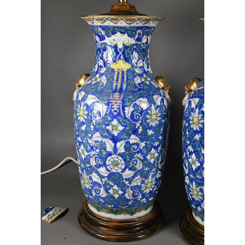 490 - A pair of 19th century Chinese 'longevity' vases painted with shou symbols and floral designs in pol... 