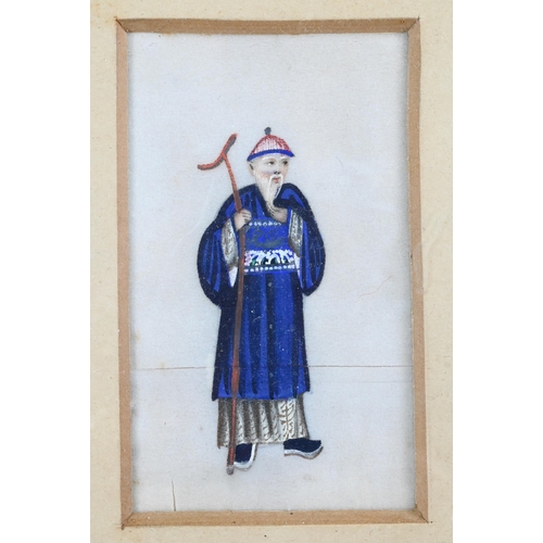 505 - Five 19th century Chinese pith paintings of various figures depicting customs, culture and costume, ... 