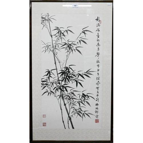 509 - Xu LinCun (1913 - 2005) A Chinese Bamboo study, pen and ink on paper with calligraphic inscription a... 