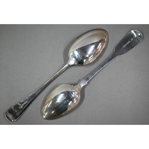 51 - A William IV silver fiddle pattern tablespoon, Mary Chawner, London 1835, to/w an Edwardian old Engl... 