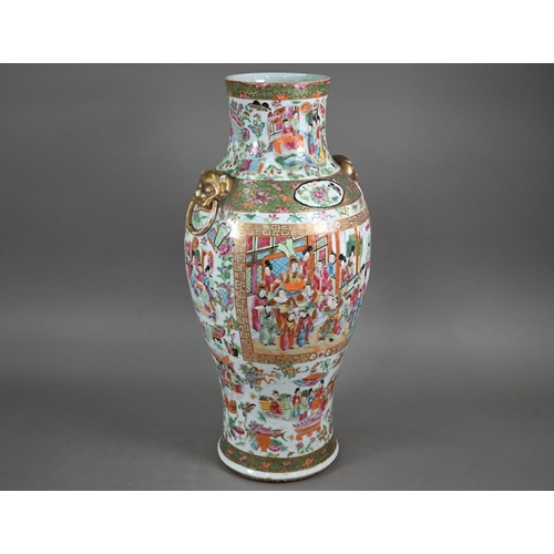 519 - A large 19th Century Cantonese porcelain baluster vase, decorated in the famille rose palette with c... 