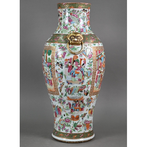 519 - A large 19th Century Cantonese porcelain baluster vase, decorated in the famille rose palette with c... 