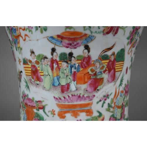 519 - A large 19th Century Cantonese porcelain baluster vase, decorated in the famille rose palette with c... 