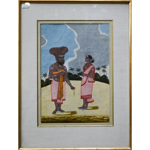 521 - A set of seven Tanjore gouache studies depicting figures of various trades and occupations such as a... 