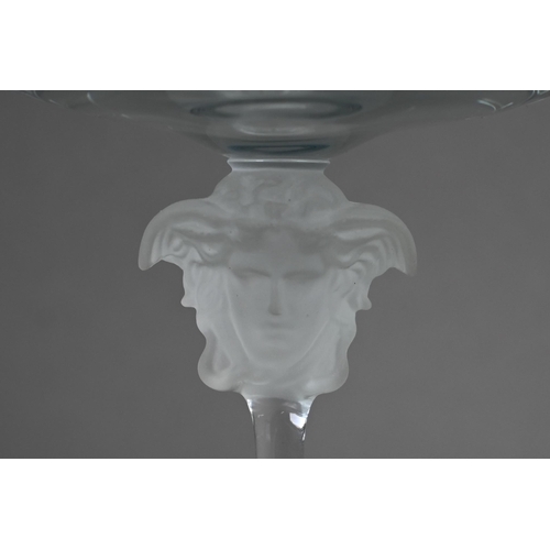 552 - A Rosenthal for Versace Studio-Linie glass candy-bowl on slender stem with frosted Medusa masks, 21 ... 