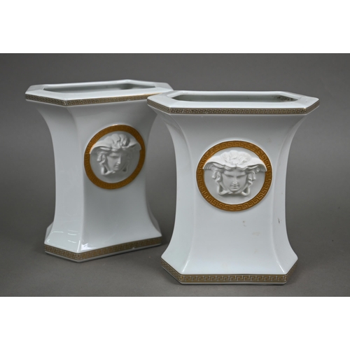 555 - A set of four Rosenthal for Versace Studio-Linie 'Gorgona' vases, 18.5 cm high (one pair boxed), to/... 