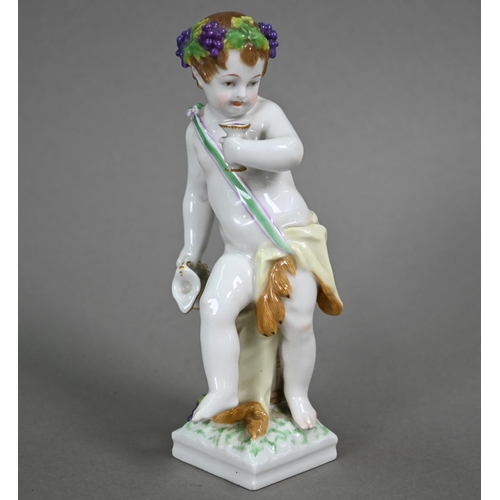 567 - A Berlin KPM porcelain figure of a Bacchanalian putto, 16 cm high, to/w a Limoges Rose et Guillard A... 