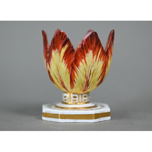 585 - A Regency Derby small 'tulip' cup with gilt handle and stemmed octagonal base, 6 cm high