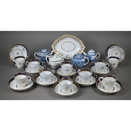 597 - A matched set of ten Worcester 'Flight & Barr' period tea cups and saucers with writhen reeding ... 