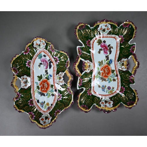 599 - A Regency Patent Ironstone china fruit service, printed, painted and gilded with floral designs with... 