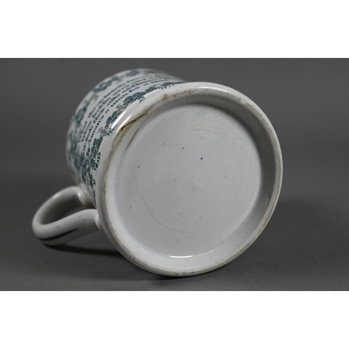 60 - Robert Burns interest - An early 19th century Staffordshire pearlware mug, transfer-printed in green... 