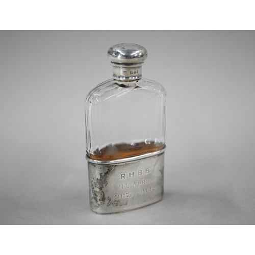 61 - A late Victorian cut glass hip flask with silver screw top and detachable beaker, W&G Neal, Lond... 