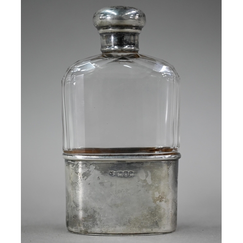 61 - A late Victorian cut glass hip flask with silver screw top and detachable beaker, W&G Neal, Lond... 