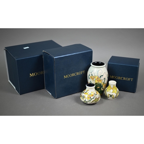 625 - Three boxed small Moorcroft vases with floral designs - 10.5/6/5.5 cm (3)