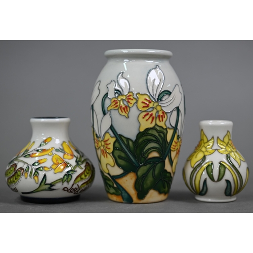 625 - Three boxed small Moorcroft vases with floral designs - 10.5/6/5.5 cm (3)