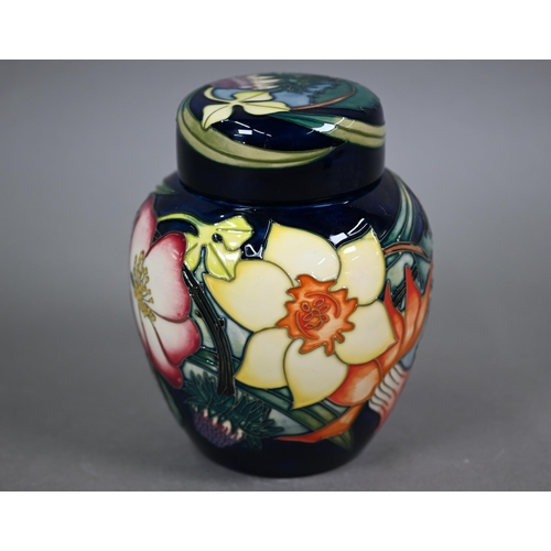 627 - A Moorcroft 2002 Golden Jubilee ginger jar and cover, with floral decoration by Emma Bossons, 15.5 c... 