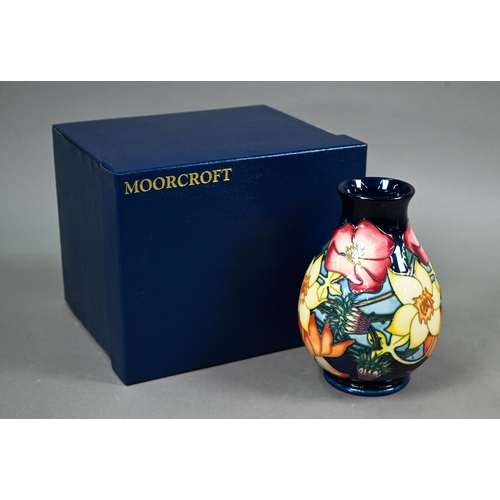 629 - A boxed Moorcroft 2002 Golden Jubilee vase by Emma Bossons, 19 cm 