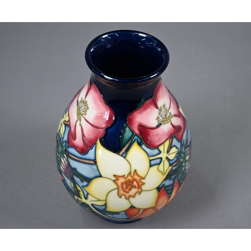 629 - A boxed Moorcroft 2002 Golden Jubilee vase by Emma Bossons, 19 cm 