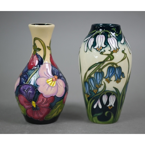 632 - A boxed Moorcroft 'Combermere' vase, 13.5 cm to/w another boxed Moorcroft floral-design vase, 13.5 c... 