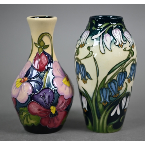 632 - A boxed Moorcroft 'Combermere' vase, 13.5 cm to/w another boxed Moorcroft floral-design vase, 13.5 c... 