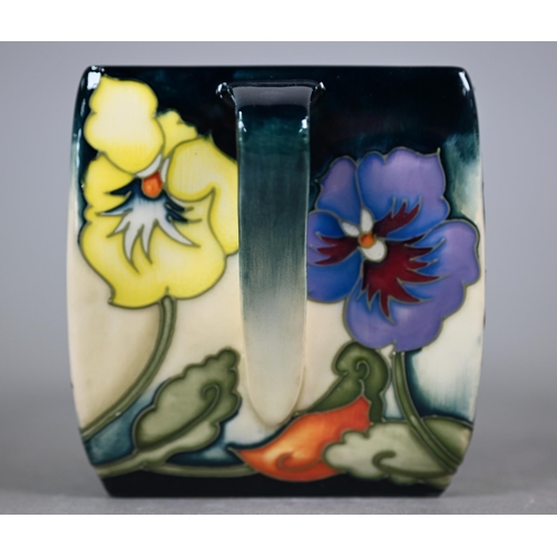 635 - A boxed Moorcroft 'Tangerine Pansy' two-handled box and cover, ltd ed 50/150, by Emma Bossons, 14.5 ... 