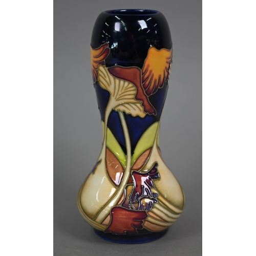 637 - A boxed Moorcroft 'Parasol Dance' waisted vase by Kerry Goodwin, 15.5 cm 