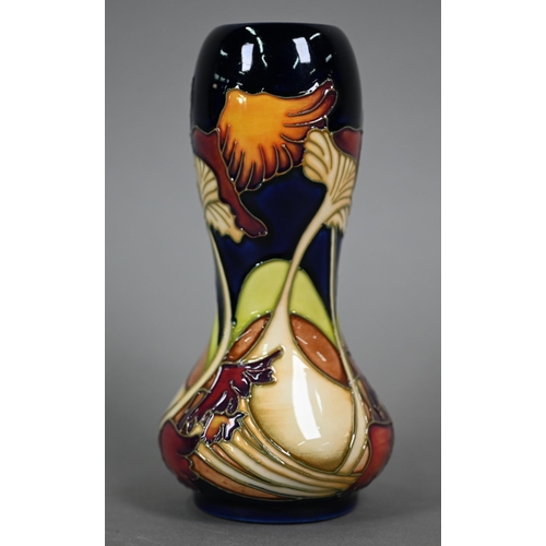 637 - A boxed Moorcroft 'Parasol Dance' waisted vase by Kerry Goodwin, 15.5 cm 