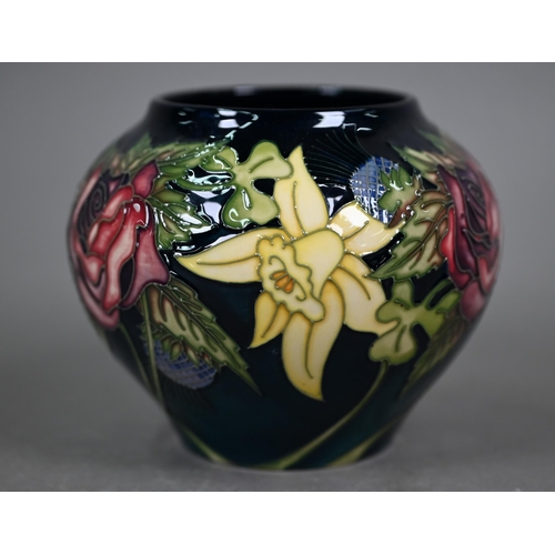 638 - A boxed Moorcroft 'Diamond Jubilee' globular vase by Nicola Slaney 10.5 cm 