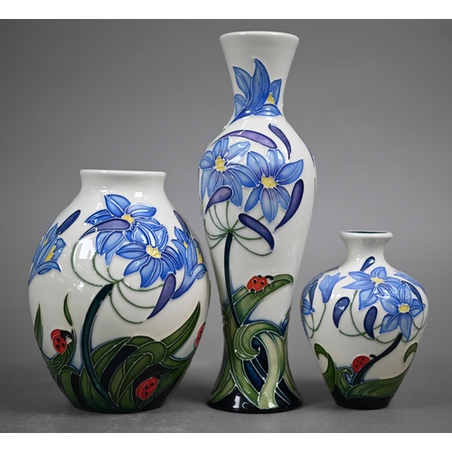 646 - Three boxed Moorcroft 'Fly Away Home' vases by Rachel Bishop, 2005, 21/13/10 cm (3)