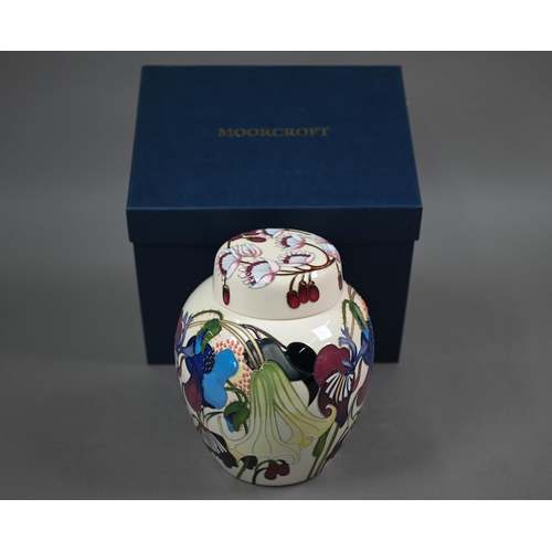 654 - A boxed Moorcroft 20 cm ginger jar and cover, 'Collector's Carousel' by Emma Bossons 2012